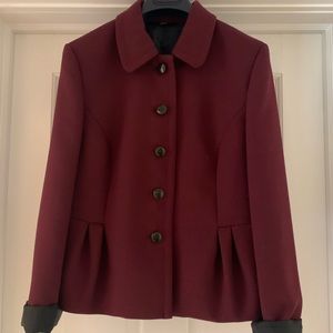 Brooks Brothers size 8 wool/polyester peplum blazer, wine